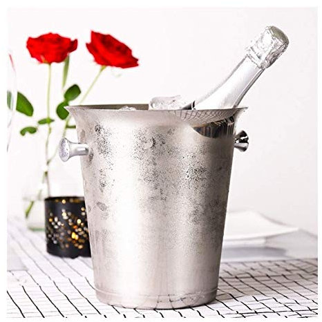 Ciotola per secchiello del ghiaccio in acciaio inossidabile - Raffreddatore per champagne in metallo - 2/5 litri di grande capacità - Adatto per matrimoni, intrattenimenti per le vacanze, forniture
