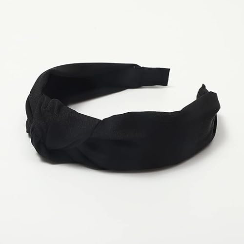 SYSUII 1 serre-tête avec nœuds - Pour femme - Vintage - Large bandeau pour cheveux - Accessoire de cheveux élastique - Pour femme et fille - Noir