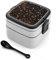 GFLFMXZW Gold Glitter Pattern Bento Box Adult Lunch Box All-in-One Lunch Container with Removable Compartments Double Layer Bento Lunch Box with Spoon And Handle Stackable Lunch Box