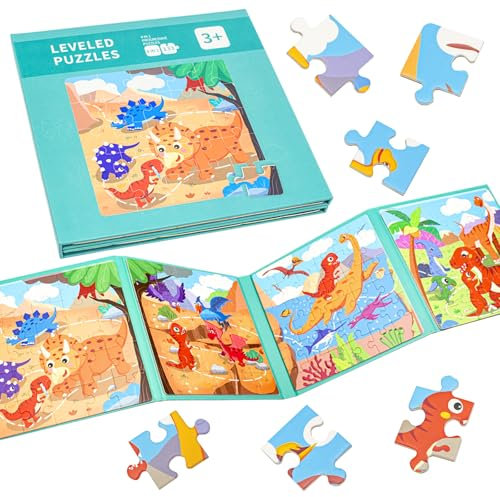 Kujinova Magnetische Puzzle, 73PCS Magnetbuch für Kinder und Reisespiele