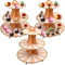 Roellgs 3 Pack Round Cardboard Cupcake Stand, 3-Tier Silver Cupcake Holder Dessert Tower for 24 Cupcakes, Perfect for Wedding, Birthday Party, Baby Shower and Graduation (Plum Pink)