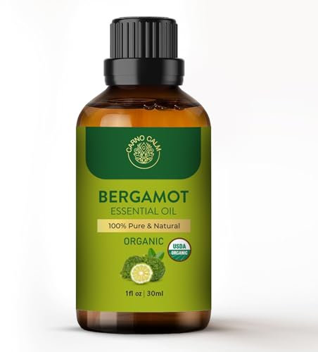 Carno Calm Bergamotte Ätherisches Öl für Diffusor | 100% reines und natürliches Bergamottenöl 30 ml | für Aromatherapie Raumduft Seifen| und Kerzenherstellung | 1 fl. oz. oz. Oz