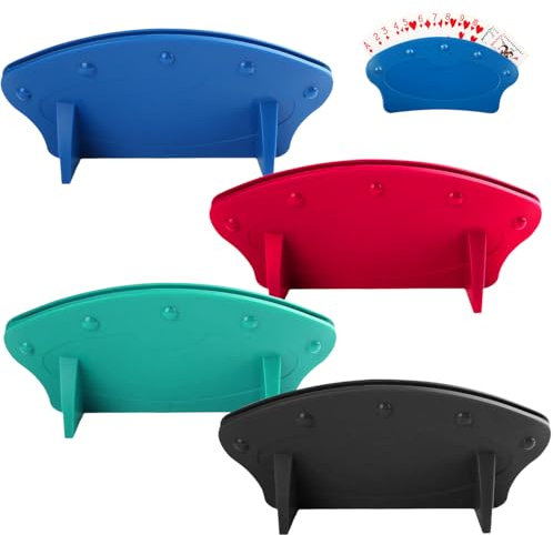 Spielkartenhalter, freihändige Spielkarten-Aufbewahrungsbox, kleine Hand-Kartenständer, Kartenspiel-Zubehör, blauer Kunststoff, stehend, fächerförmig, Spielkartenhalter für Kinder, Erwachsene,