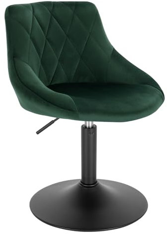 WOLTU Schminktisch Stuhl Hocker, Bequemer Schminkstuhl aus Samt mit Lehne, Höhenverstellbar, 360° Drehbar, für Schlafzimmer, Esszimmer, Küche, Dunkelgrün, BH242dgn-1