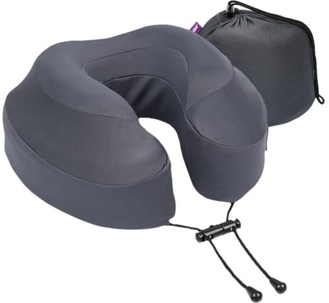 Cabeau Evolution Plus Travel Neck Pillow - Memory Foam Neck Support - Comfort On-The-Go for Airplane, Train, and Car - Slate