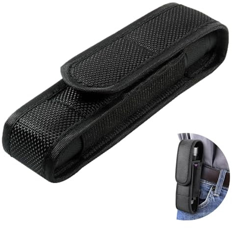 Porta Torcia Cinturone, Fondina e Borsa Nera per Caccia, Custodia Porta Torcia Nera, Resistente in Nylon per Outdoor, Ideale per Torce e Strumenti Tattici, Accessorio Sicuro e Versatile