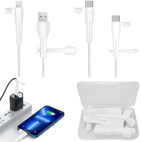 4 protectores de cable de carga, 2 en 1, protección de cable de datos USB/USB-C/Lightning, protección del cable de carga para evitar daños en el cable, cubierta de cable de datos irrompible compatible