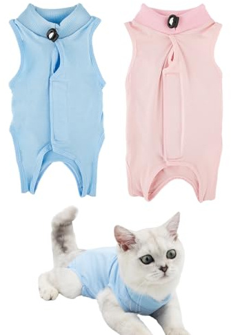 TYFGRT Confezione da 2 Vestiti per Sterilizzazione Gatti, Tutina Post-Operatoria per Gatti, Adatti per Malattie della Pelle delle Ferite Addominali Post-Operatorie