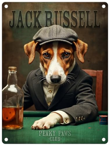 Small (150 x 200mm) Metal Sign - Peaky Paws Club - Jack Russell