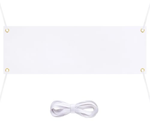 Bannière vierge à personnaliser soi-même - Bannière d'anniversaire - Guirlande de mariage - Bannière de fête - Blanc - 180 x 60 cm - Avec 6 m de corde suspendue