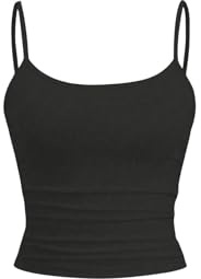 GORGLITTER Damen Crop Tank Top Casual Trägershirt Sommer Bauchfreies Tops | Basic Camisole, Crop Top Damen, Tops Für Damen, Spaghetti Top Damen, Top Mit Verstellbarem Schultergurt