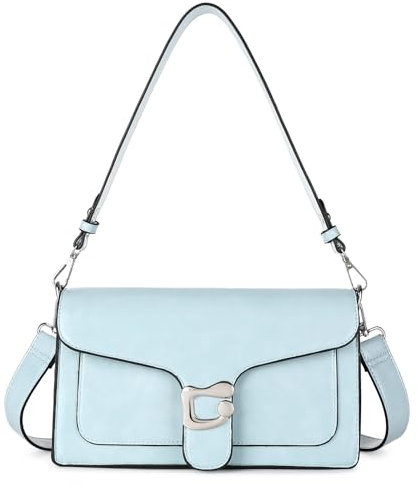 Travistar Handtasche Damen Klein Umhängetasche Damen Retro Leder Crossbody Bag Damen Schultertasche Abendtasche Kupplung mit 2 Abnehmbar Breiter Gurt Kreditkartenfächer Blau