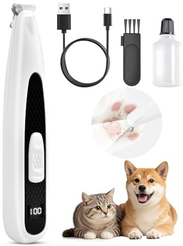 Pfotentrimmer für Hunde mit LED-Licht,Leise Hundepfoten Wiederaufladbar,Paw Trim Pro,Hundeschermaschine Type-C Wiederaufladbar Schermaschine Hund für Pfoten, Augen, Ohren, Gesicht