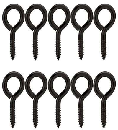 GAJUS 10 PCS Vis à Oeillets en Acier Inoxydable Noir, Oeillets à Vis M6 80 mm, Vis à Oeillets, Crochets à Oeillets pour Hamacs, Stores, Chaises Suspendues, Chaises à Bascule (23)