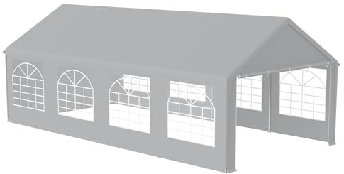HENGMEI Partyzelt Pavillon 4x8m Metallpavillon Gartenpavillon mit Seitenteilen Wasserdicht Gartenzelt Pergola für Party, Marktstand, Garten Outdoor Camping, Grau