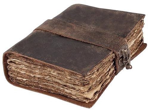 Vintage-Leder-Tagebuch, rustikales Braun, A5-Notizbuch, 200 Seiten, gebundenes Buch der Schatten, Kunst-Tagebuch, Reise-Notizbuch, Skizzenbuch, Rezept-Notizbuch (17,78 x 12,7 cm)