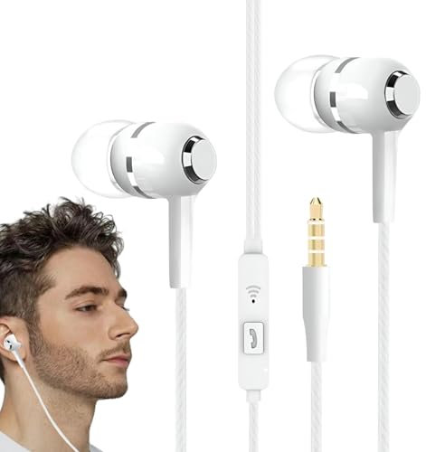 Auricolari cablati – Cuffie in-ear con filo, 120 cm, con microfono, leggere da 3,5 mm, per giochi, viaggi, studio, registrazione, allenamento, scuola, produzione musicale