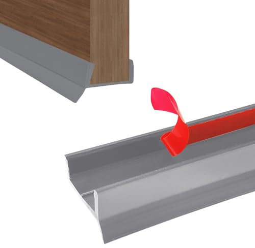 Hengrongshen Sockelprofil Sockelblendenprofil Selbstklebend für 15/16/17/18mm Holzstärke Sockelleiste Küche aus Silikonkautschuk mit Dichtungslippe, Küchen-Sockel-Abdichtungsprofil (Grau, 2M)