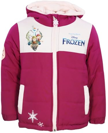 E plus M Disney Frozen Die Eiskönigin Kinder Winterjacke – Mädchen Jacke mit Kapuze – Elsa & Anna – warm gefüttert – 92–128 – Polyester – Pink