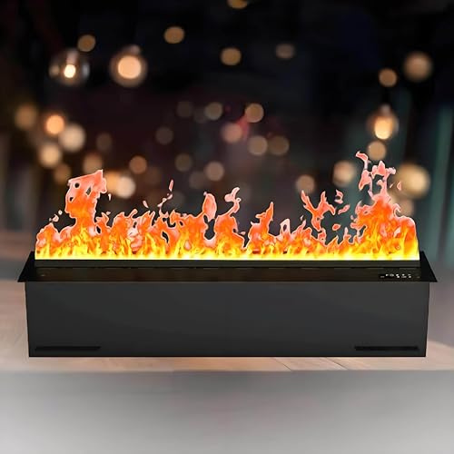 GIZMIT Chimenea de Vapor empotrada atomizada, Chimenea de Vapor de Agua 3D, Chimenea de Vapor de Agua eléctrica de Acero Inoxidable con Llama 3D, bajo Consumo de energía Remotecontrol-100cm