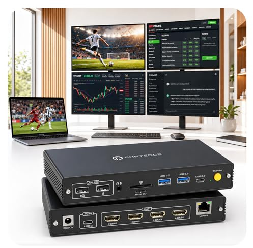 USB C Docking Station 4 Monitore für MacBook Air/Pro 4K@60Hz Erweiterungsanzeige mit DisplayLink für M5 M4 M3 M2 M1 Laptops USBC Dockingstation 4 HDMI, PD 100W, USB 3.2