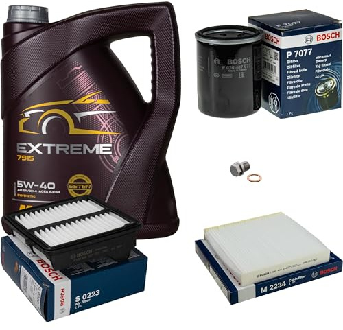 EISENFELS Inspektionspaket enthält 5 Liter Motoröl Extreme 5W-40 Ölfilter Luftfilter Innenraumfilter Verschlussschraube kompatibel mit Jazz III GE 1.3i 1.2