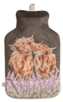 Hot Water Bottle Highland Cow | Super soft hot water bottle with animal illustrations.