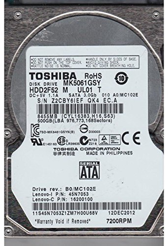 Disque dur interne TOSHIBA MK5061GSYN 500Go 2.5SATA-II (300 MB/s) 7200 U/min 16 MB 11 ms-Disques durs