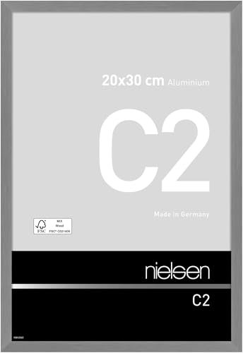nielsen Bilderrahmen, 20 x 30 cm, Aluminium, Grau matt, Fotorahmen zum Auftstellen und Aufhängen im Hoch- & Querformat, Echtglas, C2