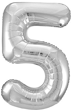 KAS27985 01 Ballon Große Zahl 5 silber