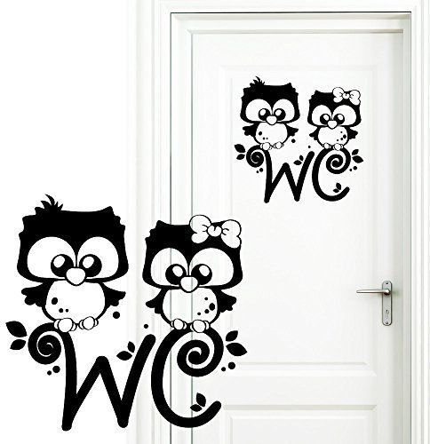 Wandtattoo Loft Eulen „Türaufkleber WC“ / Aufkleber / 30 Farben zur Auswahl - 25x25cm Tür Sticker
