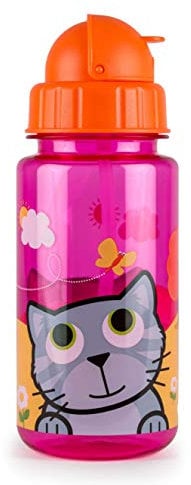 TUM TUM Gourde Enfants, Gourde Enfants avec Paille Tritan, 400 ml (Bluebell le Chat)
