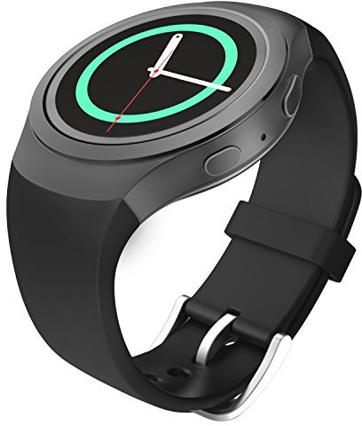 MoKo Sport Armband Kompatibel mit Samsung Gear S2 Armband Smartwatch, Weiches Silikon Ersatzarmband Sportarmband Uhrenarmband für Gear S2 SM-R720/SM-R730, Schwarz