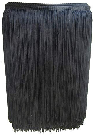 Yalulu 10 Meter Länge 30cm Breite Quaste Schnittfranse Fransen Geschnitten Fransenborte DIY Trimmen Kostüm Lateinisches Kleid Garment Apparel Spitzenborte Nähzubehör (Schwarz)