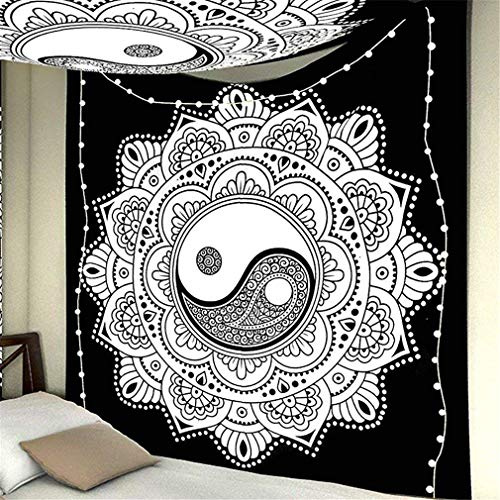 GLITZFAS Mandala Wandteppich Tapisserie Indische Tuch Böhmische Wandtuch Wandkunst Schlafzimmer (N,150 x 130 cm)