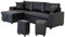 Happy Garden umwandelbares Ecksofa Tony 3-Sitzer in schwarzem Kunstleder. Sofa mit umkehrbarer Meridian, Aufbewahrungsbox und Hockern.