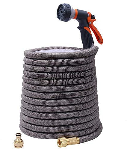 LINZI Expandable Garden Water Hose 30M 100FT Magic Hose Double Latex Inner Hose Flexible No Kink + Brass Connectors + 8 Function Spray Gun