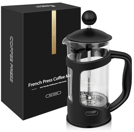RAINBEAN Cafetiere 8 Cup French Press, 34 Oz/1 Liter Large Cafetiere, Maximum Flavor Coffee Brewer with Stainless Steel Filter, Perfect for Coffee Lovers, Black