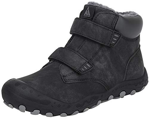 Mishansha Scarpe Invernali Bambino Stivaletti Neve Bambina Caldo Scarponcini Invernali Bambini Stivali Invernali Antiscivolo Scarponi Neve Nero,Gr.32