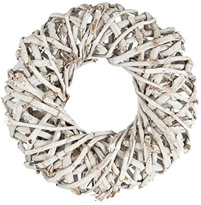 OASIS Carrizo White Woven Wreath - Christmas Wicker Hanging Decoration - Size Choice (27cm)
