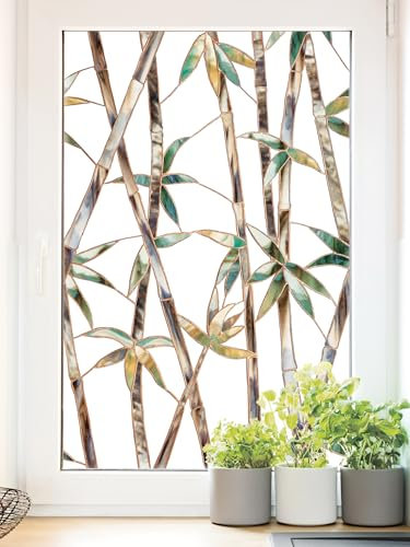 Artscape Glass Bamboo Sichtschutz-Fensterfolie mit lebendigem Farbdesign, ohne Klebstoff und UV-Schutz, einfach anzubringen und abnehmbar, 61 x 91,4 cm
