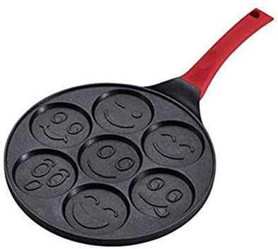 POÊLON, Smiley Pancake Pan - antiadhésive gâteau crêpière avec 7 Faces unique Flapjack Wok