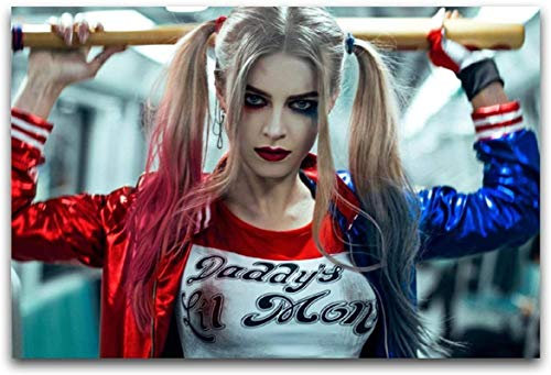 Leinwand Malerei Bild 60x90cm Harley Quinn Blondes Make-up Dekorativer Wohnzimmer Club Poster Wandkunst Bilder Und Drucke Kein Rahmen
