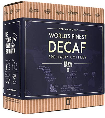 Decaf Coffee Gift Set for Men & Women – 5 of the World’s Finest Single Estate Specialty & Organic Gourmet Coffees | Brew & Enjoy Anytime, Anywhere | Hamper Style Letterbox Gift Idea for Him & Her