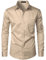 PARKLEES Men's Urban Stylish Casual Business Slim Fit Long Sleeve Button Up Dress Shirt with Pocket Khaki L