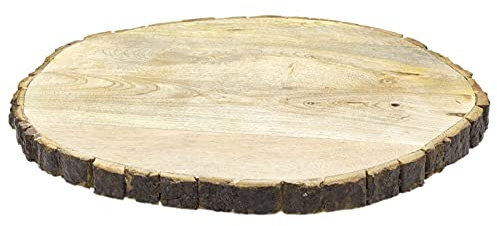 42cm Wooden Tree Trunk Cake Stand | Large Wedding Birthday Cake Round Display Board | Serving Platter Table Centerpiece