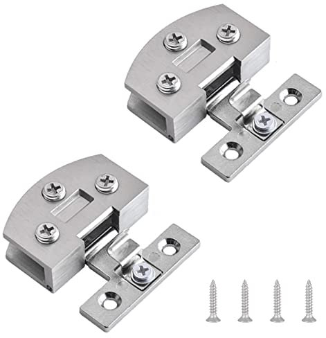 UFURMATE Türscharnier, 2 Stück, verstellbare Glastürklemmen, Scharniere, Zinklegierung, Seitenmontage, 90 Grad, Clip-Scharnier, Ersatzteile für 5–7 mm rahmenlose Glastüren, (gebürstete Oberfläche)