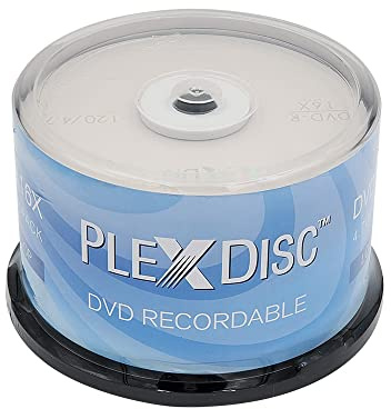 PlexDisc DVD-R 16X 4.7GB Logo Top Blank DVD Discs 50-Pack Spindle