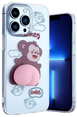 Yoedge für Samsung Galaxy A52 4/5G/A52s 5G Handyhülle 6,5, Dünn Weiche Transparent Silikon Flexibler TPU Stoßfeste Bumper Hülle Süß 3D Cartoon Muster mit Peach Butt Design Schutzhülle, Affe 2