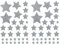 Oblique Unique® 64 Sterne Sticker Stern Aufkleber mit Glitzereffekt für Weihnachten als Weihnachtsdeko zum Basteln Dekorieren Scrapbooking Spielen (Silber)